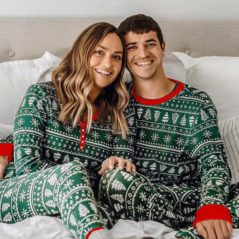 Green Winter Christmas Matching Family Pajamas