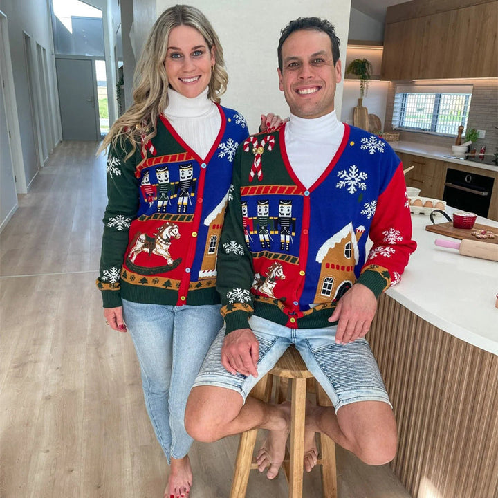 The Vintage Buttoned Christmas Ugly Sweater