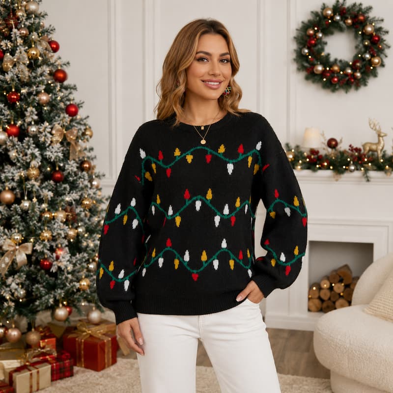 Colorful String Lights Christmas Jumper 