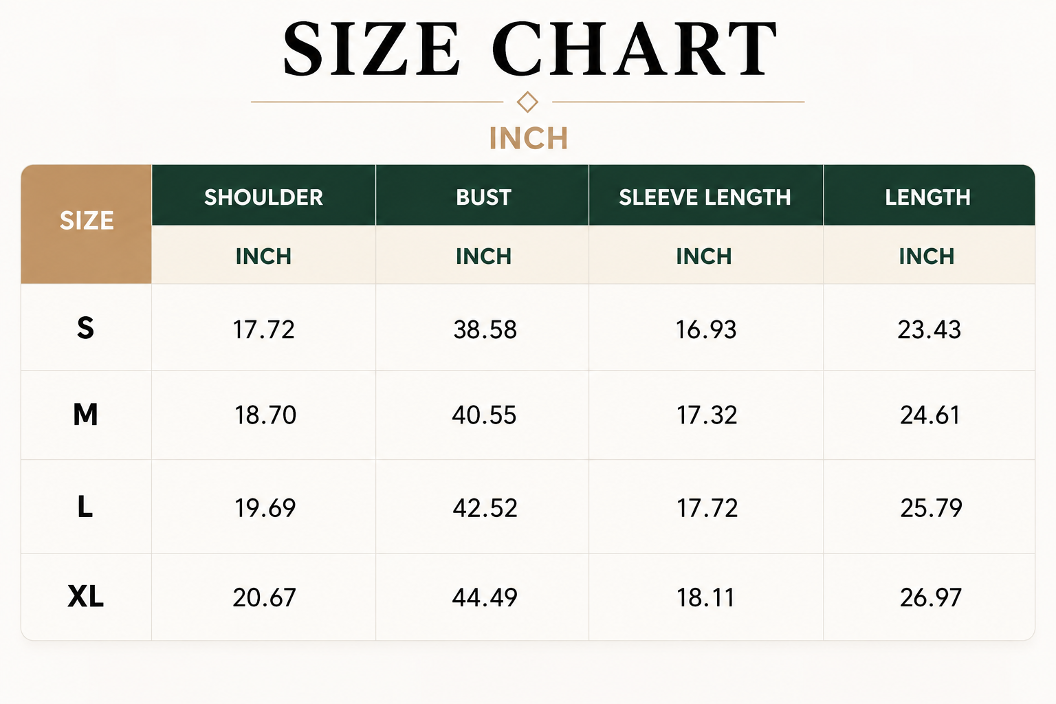 Size Chart CM