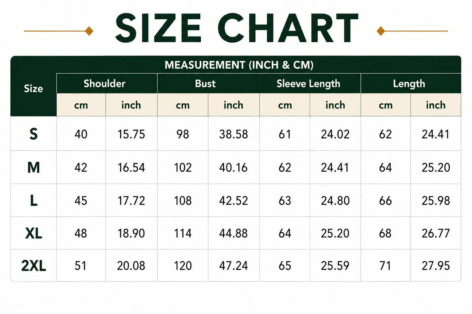 Size Chart CM