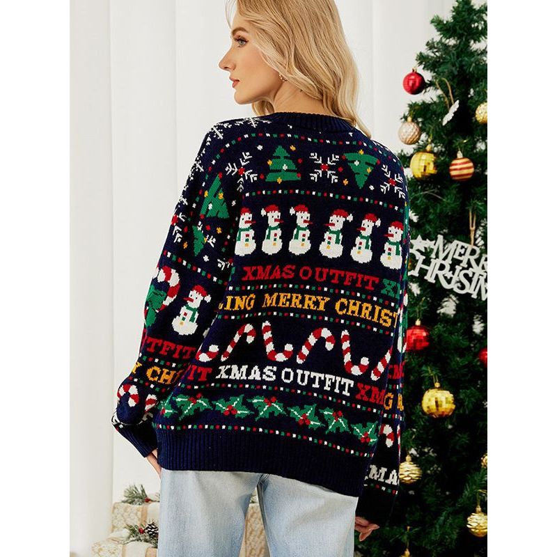 Festive Snowman Candy Cane Christmas Jumper