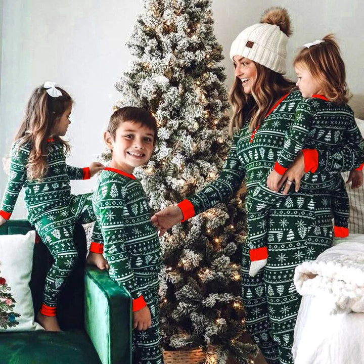 Green Winter Christmas Matching Family Pajamas