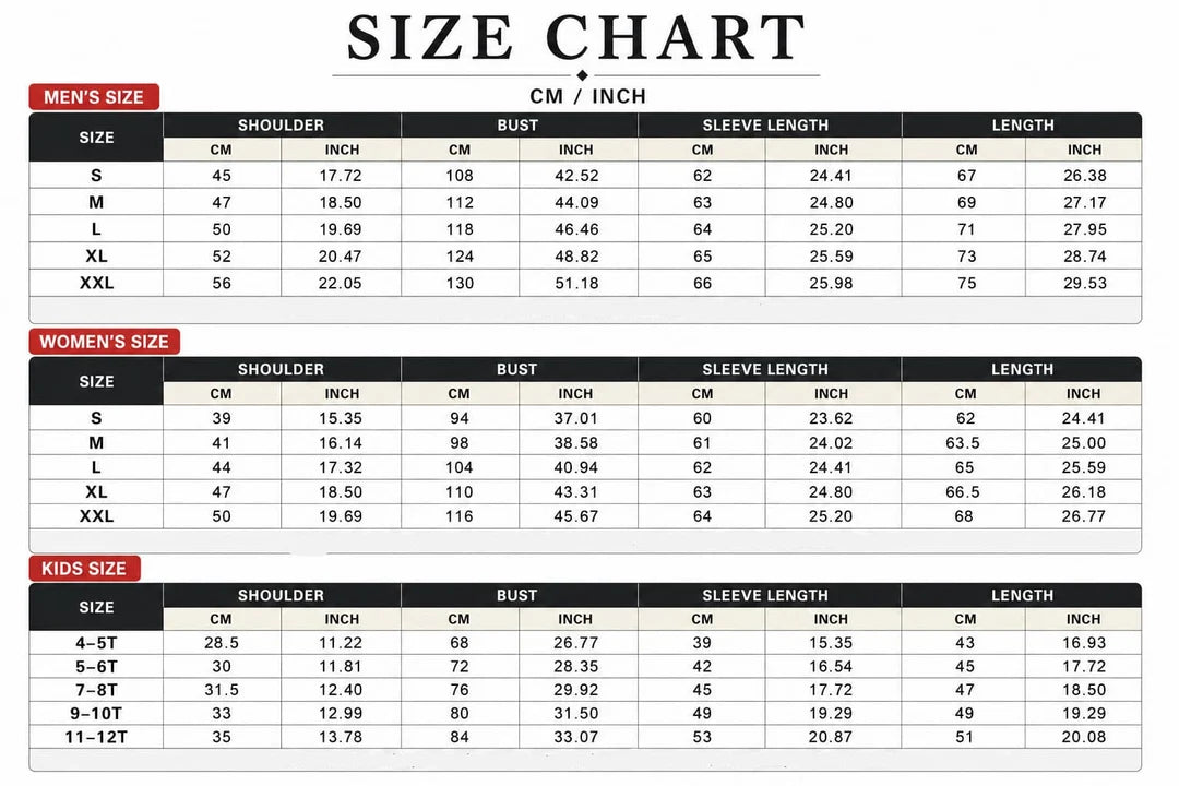 Size Chart CM