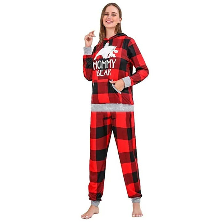 Hooded Plaid Bear Family Matching Christmas Pajamas