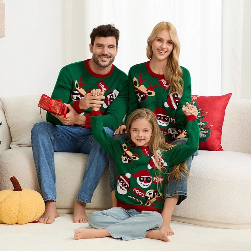 Jolly Santa & Reindeer Matching Family Christmas Jumper