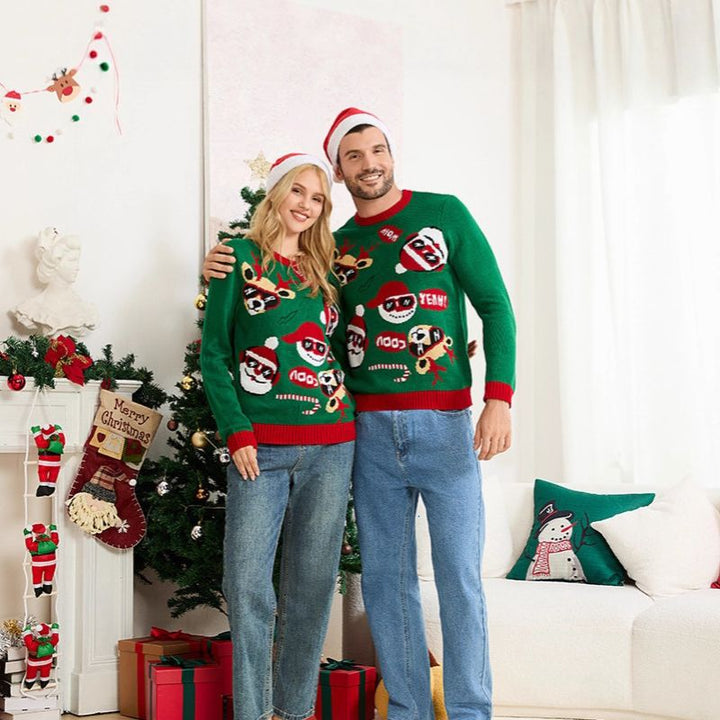Jolly Santa & Reindeer Matching Family Christmas Jumper