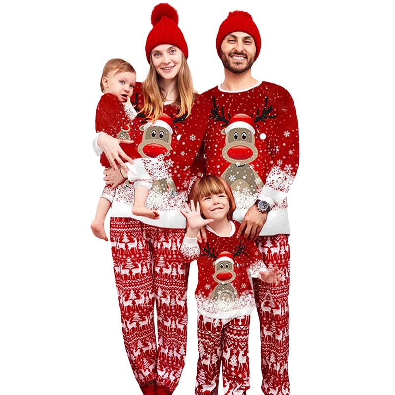 Moose In Snow Family Matching Christmas Pajamas