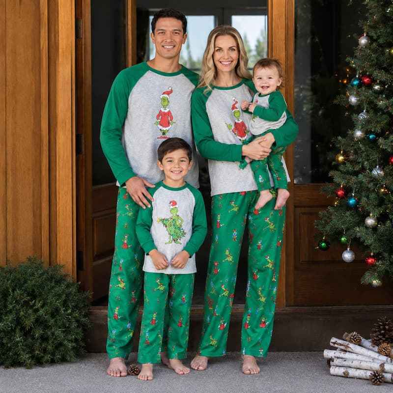 Naughty Grinch Family Matching Christmas Pajamas