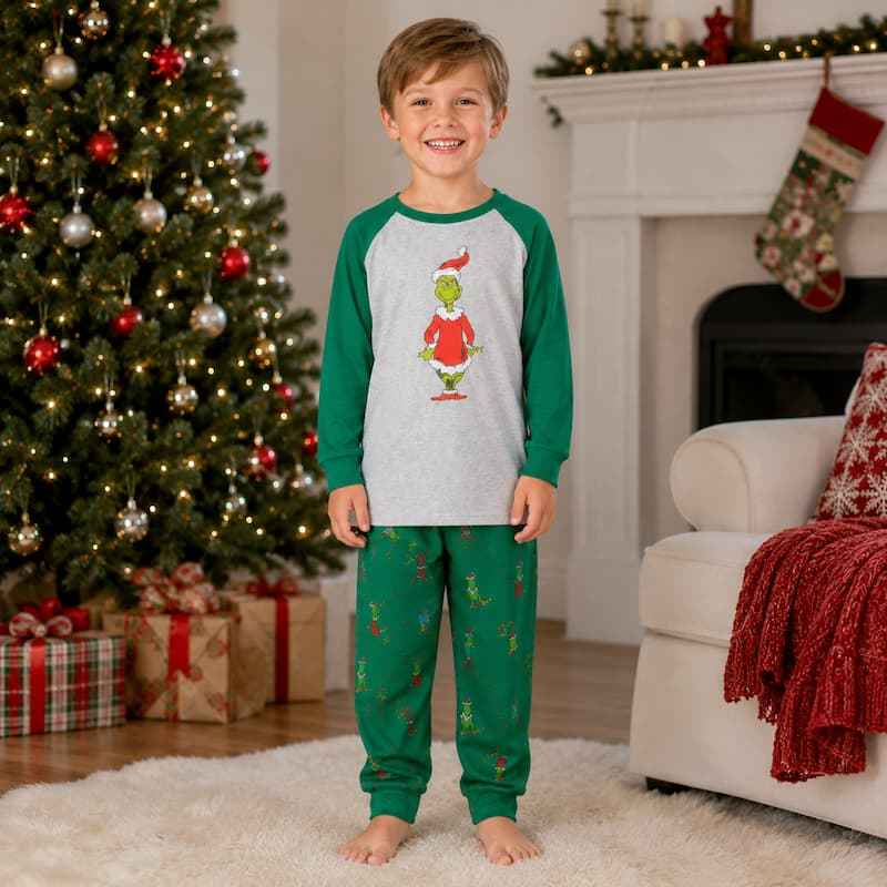 Naughty Grinch Family Matching Christmas Pajamas