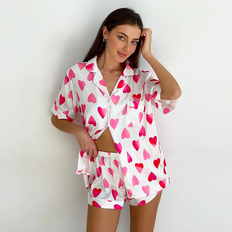 pink heart short set