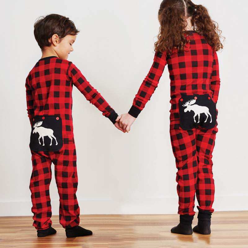 Plaid Moose Family Matching Christmas Pajamas