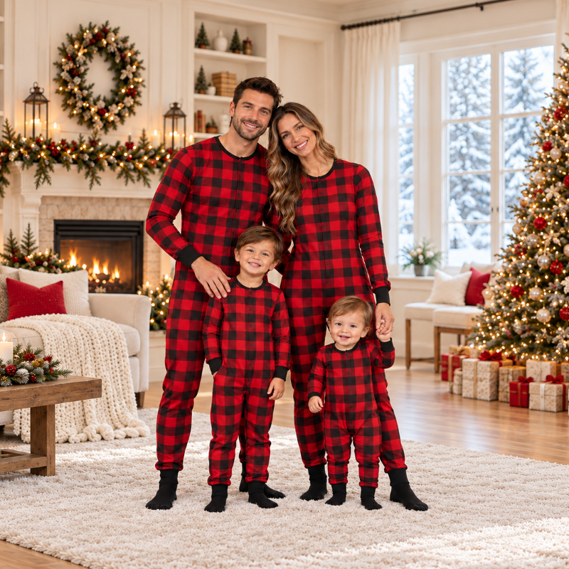 Plaid Moose Family Matching Christmas Pyjamas