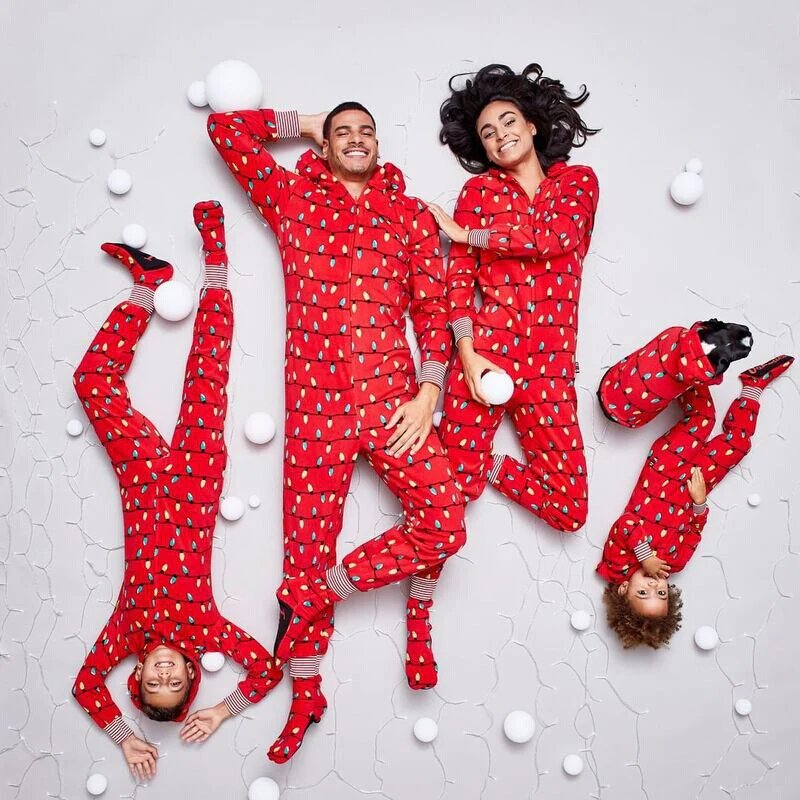 Lisingtool Family Christmas Pajamas Matching Sets Kids Casual Christmas  Parent Child Outfit Printed Pajamas Jumpsuit Home Outfit Hooded Jumpsuit  Christmas Jumpsuit for Women Red 