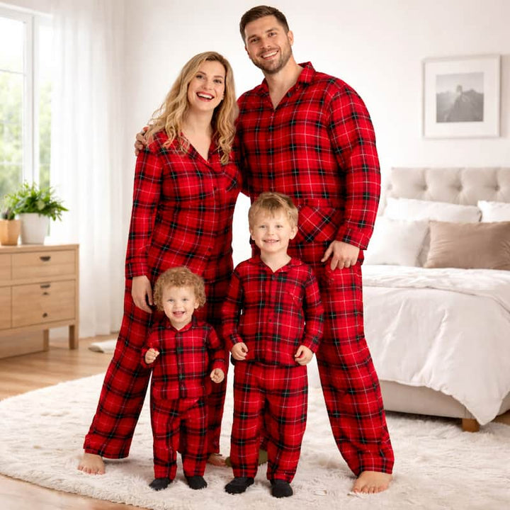 Red Plaid Family Matching Christmas Pajamas