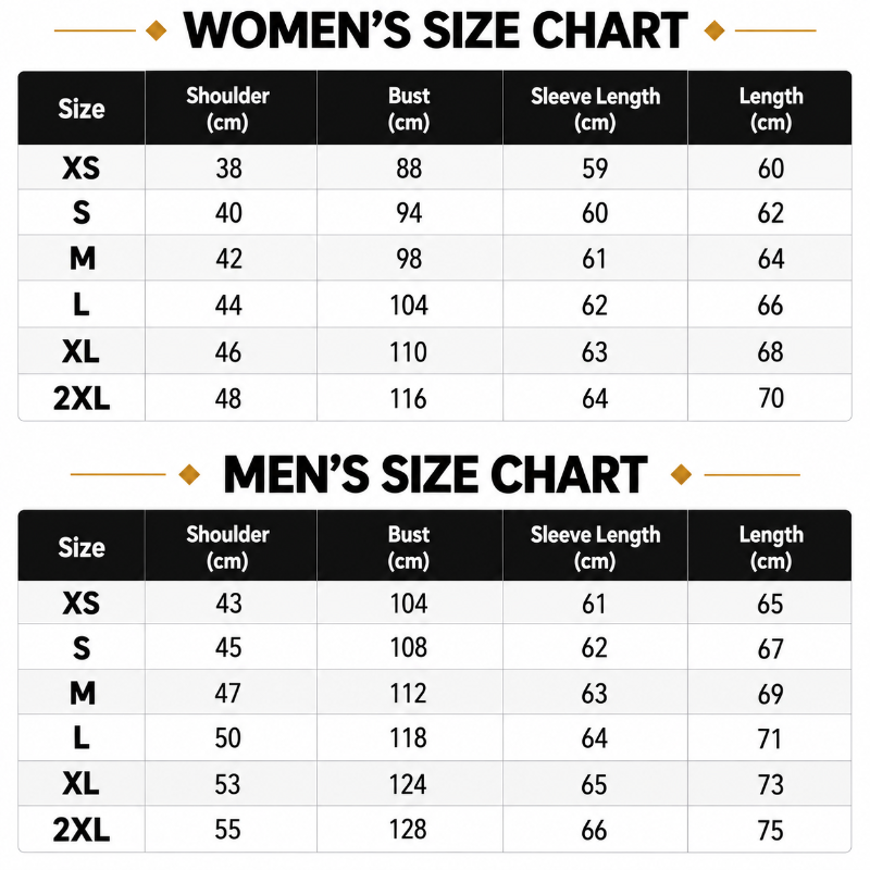 Size Chart Inches