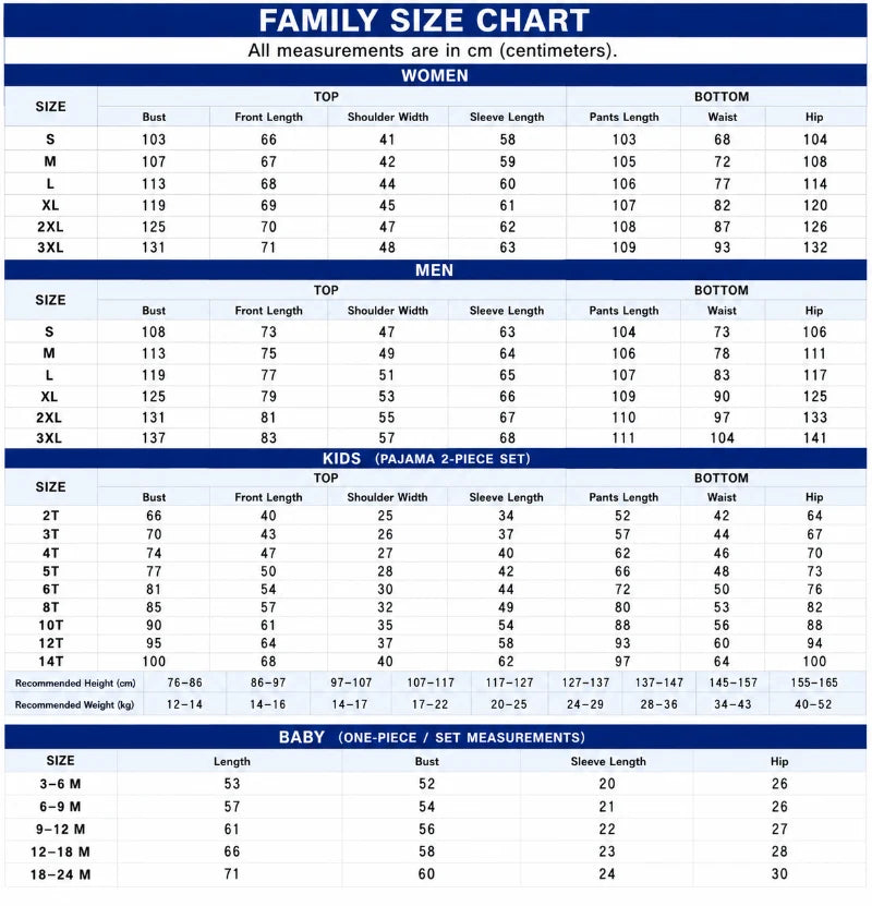 Size Chart CM