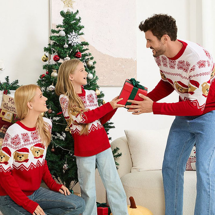 Teddy Bear Fair Isle Matching Family Christmas Jumpers