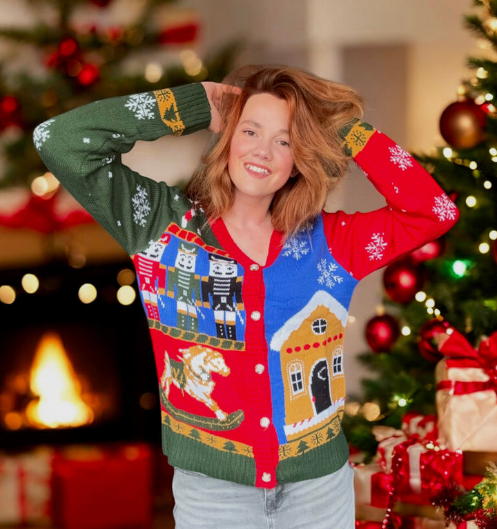 The Vintage Buttoned Christmas Ugly Sweater