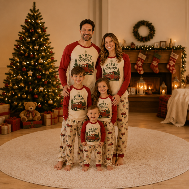 Vintage Christmas Truck Family Matching pajamas