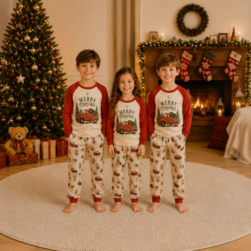 Vintage Christmas Truck Family Matching pajamas