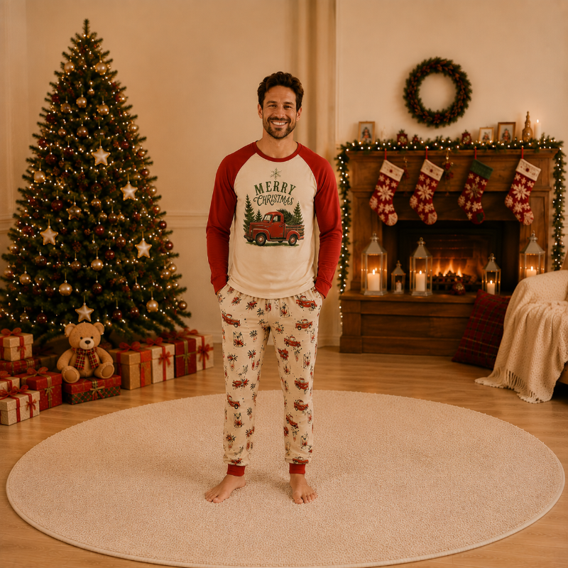 Vintage Christmas Truck Family Matching pajamas