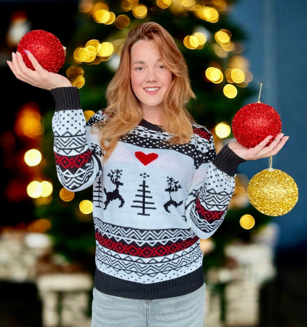White Reindeer Unisex Christmas Ugly Sweater