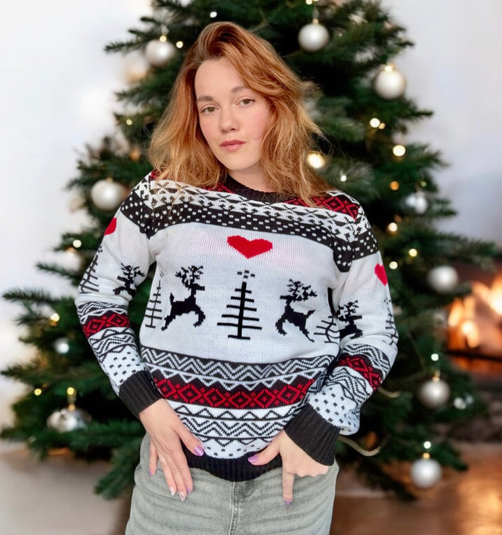 White Reindeer Unisex Christmas Ugly Sweater