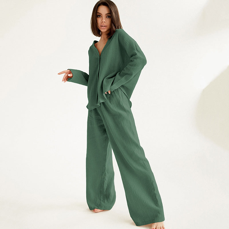 VOIANLIMO Fashion And Elegant Solid Color Satin Ice Silk Pajamas Set  Women'S Long-Sleeved Trousers 6-Piece Pajamas Home Wear Pajamas Party  Shopping Travel Work Clothes 