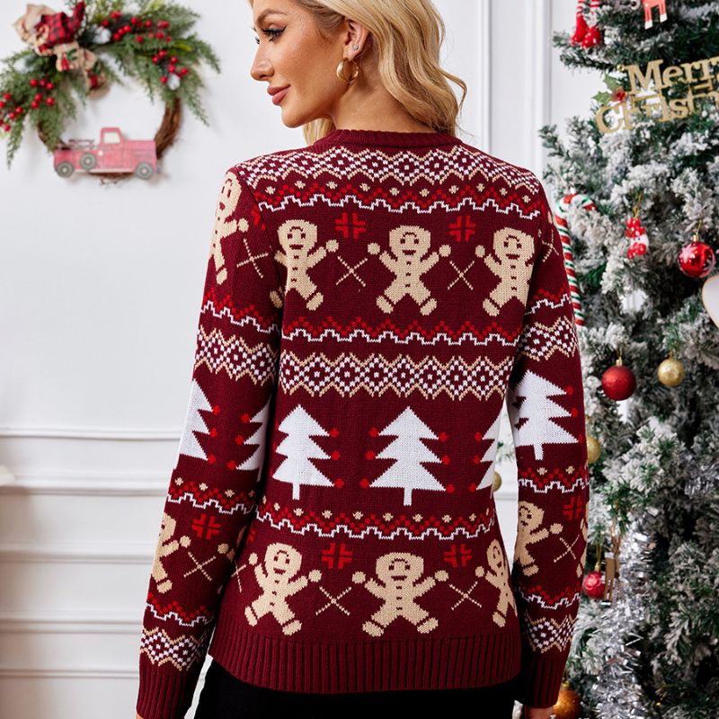 Wine Red Gingerbread Knit Christmas Jumper