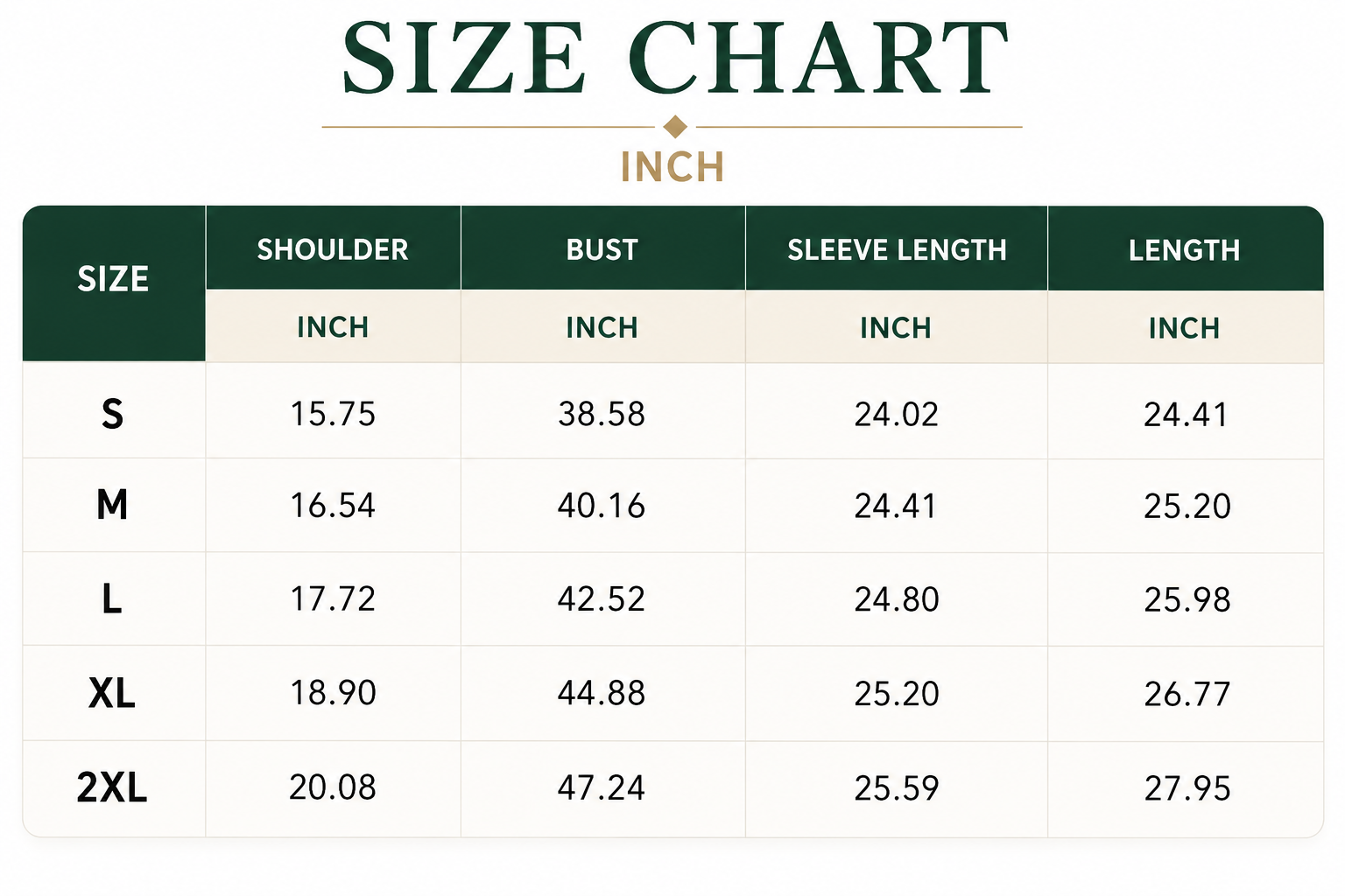 Size Chart CM