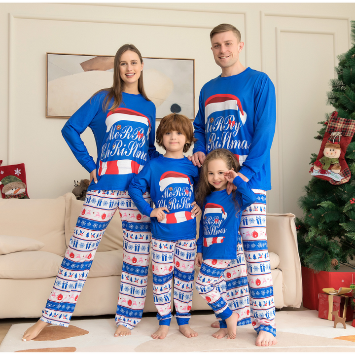 Blue Merry Christmas Pajamas Set