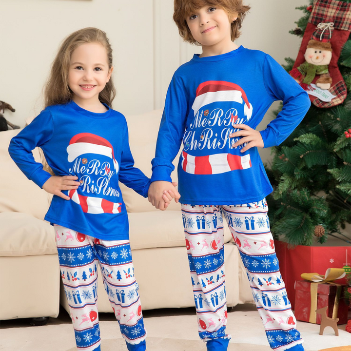 Blue Merry Christmas Pajamas Set